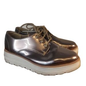 Refill Women's Platform Sneakers Size 7.5 Lace-up Shiny Bronze